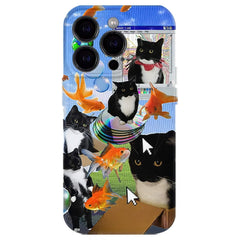 Cat and Gold Fish Cute Frutiger Aero Y2K iPhone Case