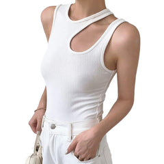 Cut-Out Shoulder Tank Top for Women Basic Summer Y2K
