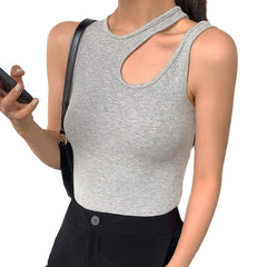 Cut-Out Shoulder Tank Top for Women Basic Summer Y2K