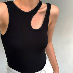 Cut-Out Shoulder Tank Top for Women Basic Summer Y2K