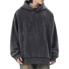Dark Y2K Grunge Washed Gray Hoodie Unisex