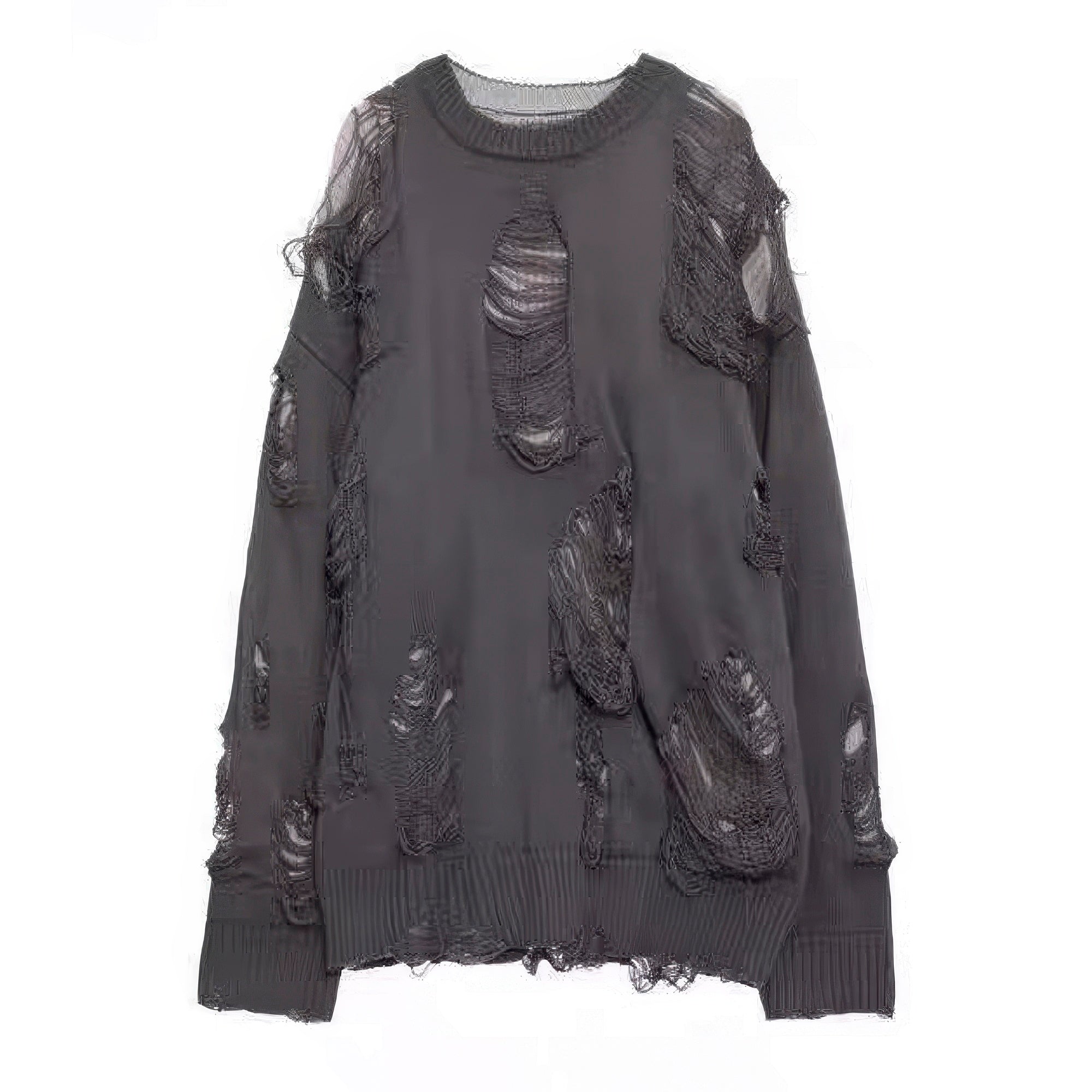 Distressed Ripped Gray Y2K Knit Sweater Unisex