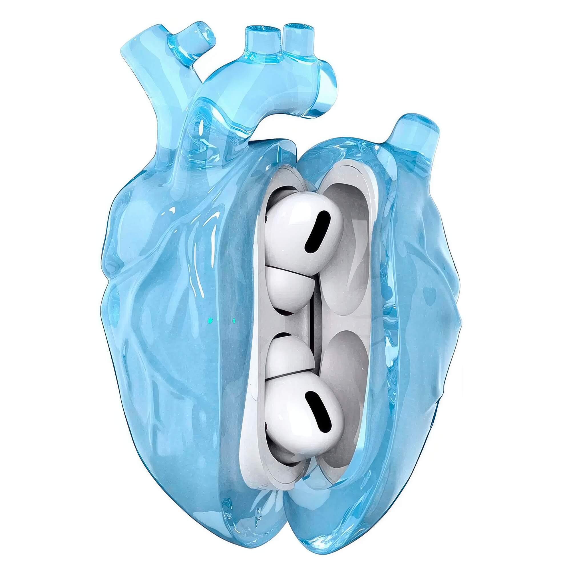 Heart Shaped Airpods Case Y2K Glacier Ice Blue