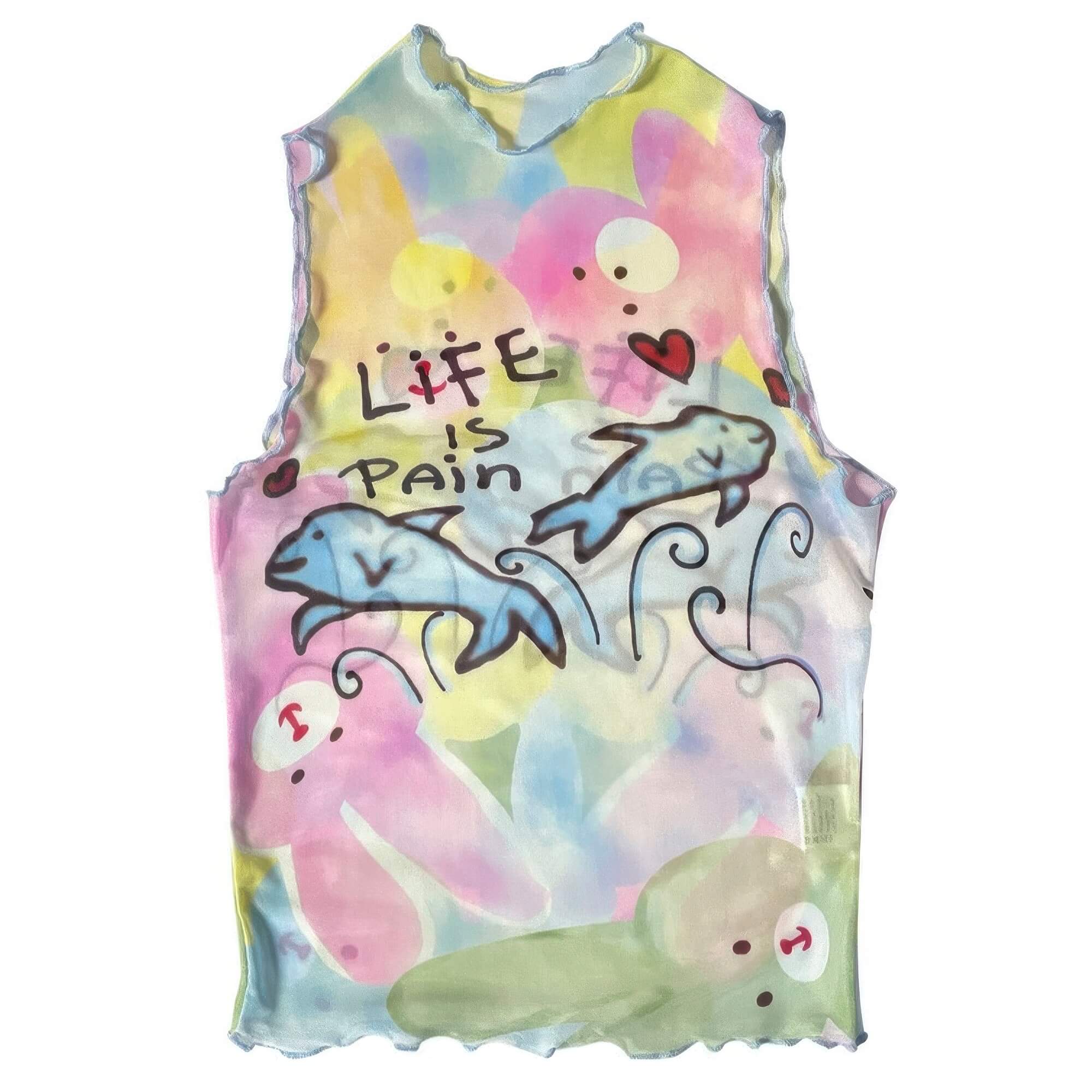 Life is Pain Dolphins Y2K Arthoe Tank Top for Women