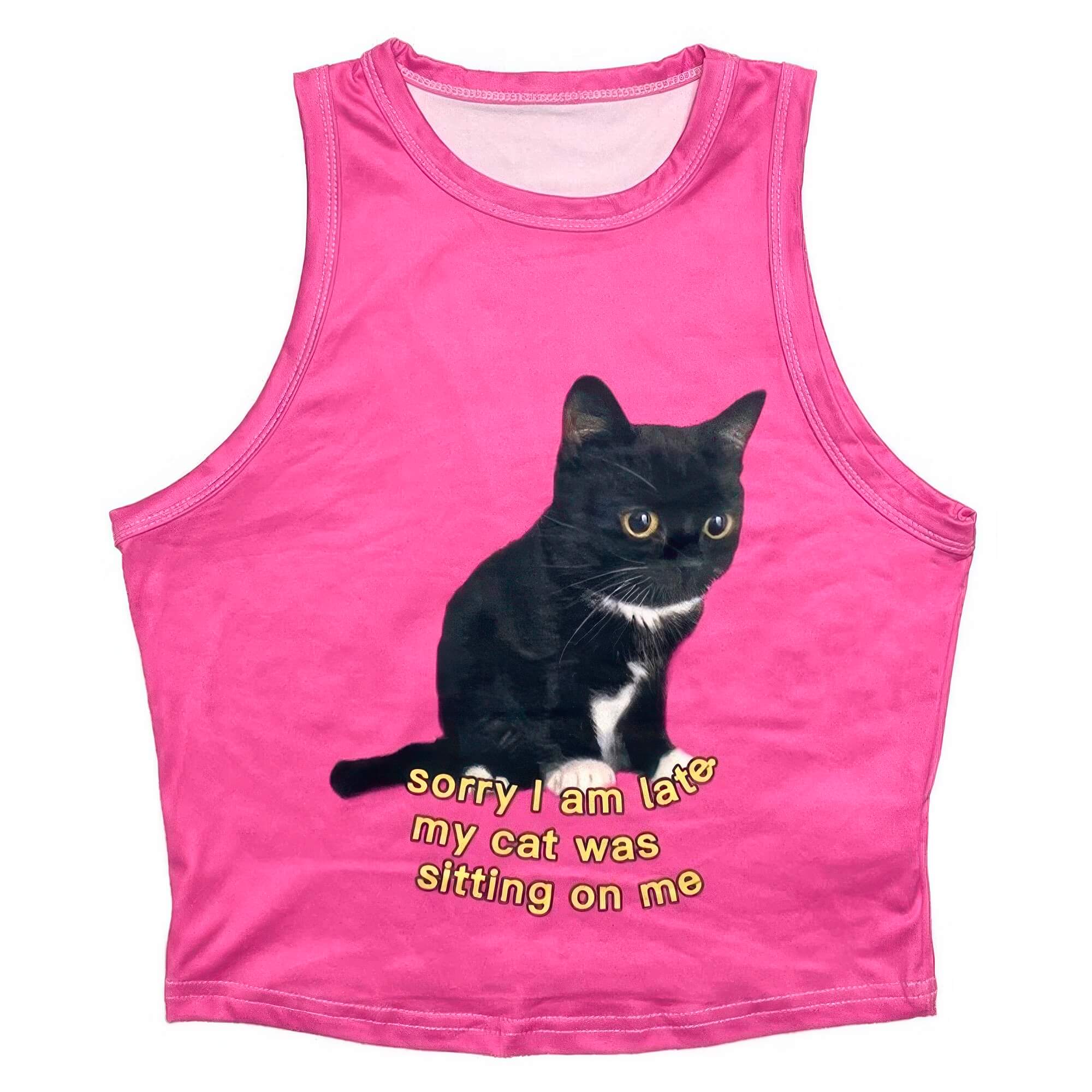 My Cat Was Sitting On Me Printed Y2K Tank Top for Women