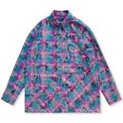 Purple Glitch Cyber Y2K Long Sleeve Blouse for Women