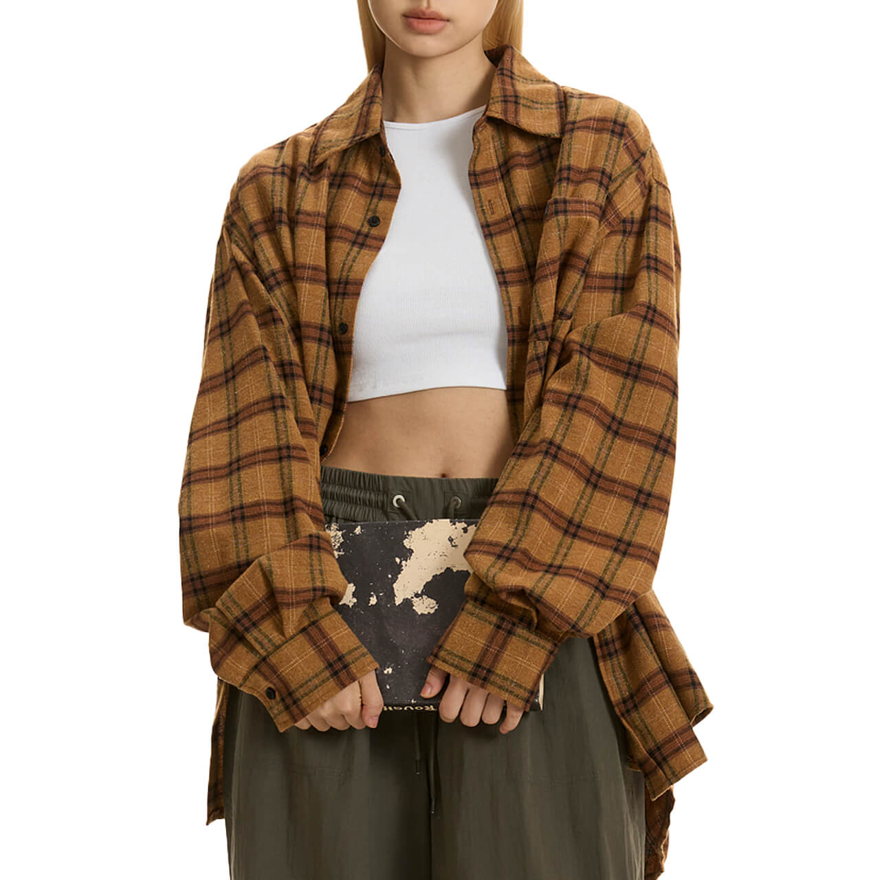 Retro Y2K Plaid Oversized Long Sleeve Shirt Unisex