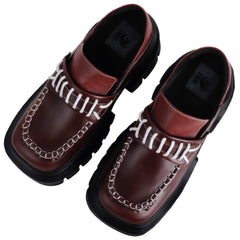 Thick Platform Penny Loafers Retro Stitches