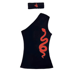 White Snake One Shoulder Y2K Tank Top for Women