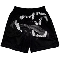 Wolf Fangs Black Basketball Shorts Unisex Y2K Sporty