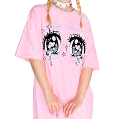 Y2K Animecore Crying Eyes Stars T-Shirt for Women