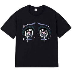 Y2K Animecore Crying Eyes Stars T-Shirt for Women
