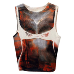 Y2K Rave Body Abstract Art Sleeveless Crop Top for Women