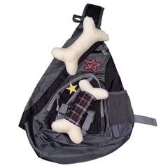 Y2K Soft Bones One Shoulder Gray Backpack
