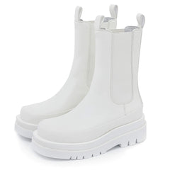 Light Pastel Chelsea Boots Thick Sole - White Color