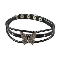 Metal Butterfly Eco Leather Choker Alternative Y2K