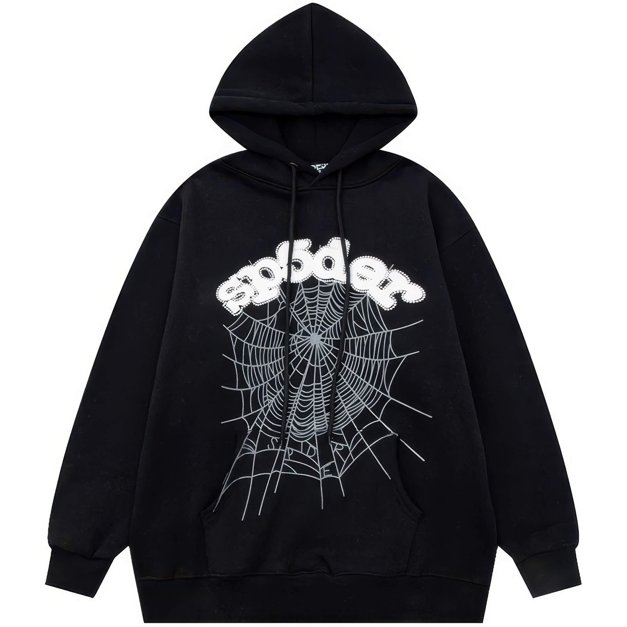 555 Sp5der Hoodie Unisex Pants Y2K Tracksuit - Black Hoodie