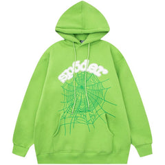 555 Sp5der Hoodie Unisex Pants Y2K Tracksuit - Green Hoodie