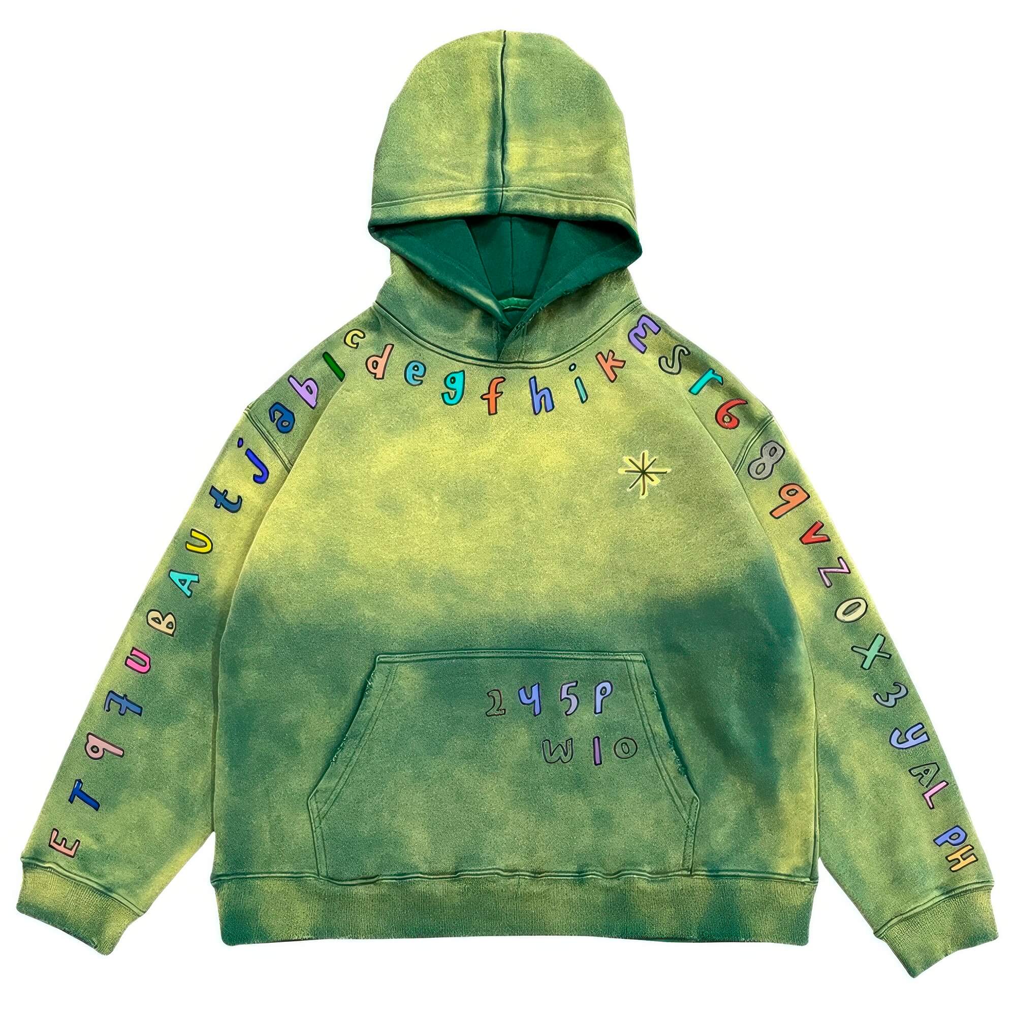 Acid Washed Oversized Hoodie Unisex Y2K Alphabet