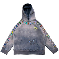 Acid Washed Oversized Hoodie Unisex Y2K Alphabet