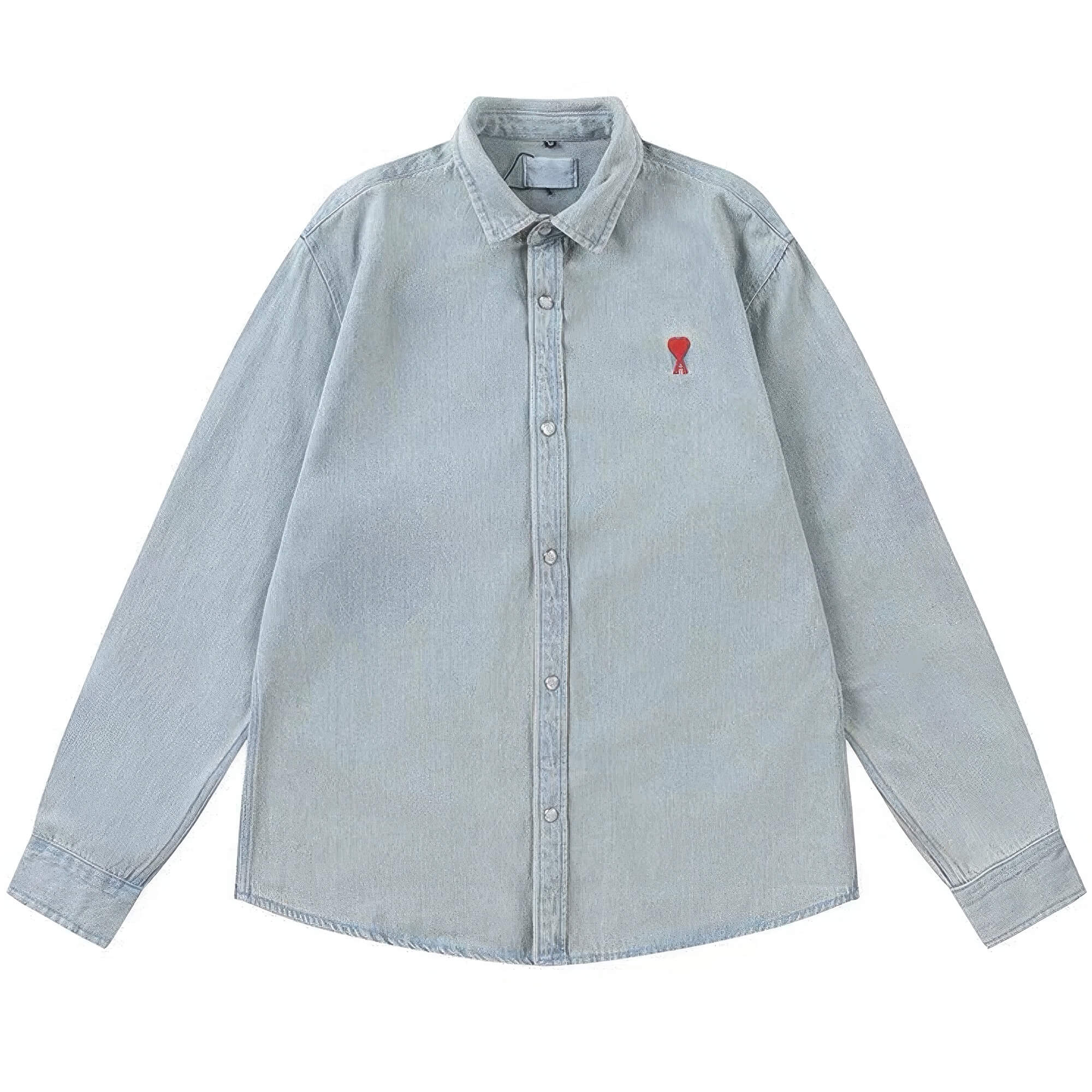 Ami Heart Y2K Blue Denim Long Sleeve Shirt Unisex