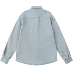 Ami Heart Y2K Blue Denim Long Sleeve Shirt Unisex