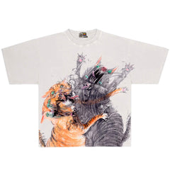 Art Drawing Cat Fight Y2K DIY T-Shirt Unisex