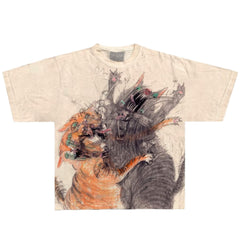 Art Drawing Cat Fight Y2K DIY T-Shirt Unisex