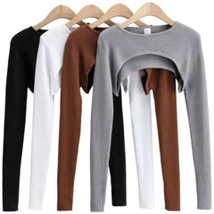 Basic Y2K Ribbed Extreme Cropped Long Sleeve Top for Women