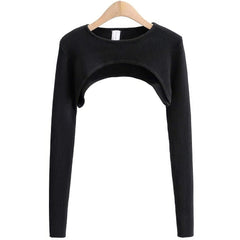 Basic Y2K Ribbed Extreme Cropped Long Sleeve Top for Women