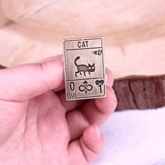 Cat Creature Retro TCG Game Card Metal Badge Pin