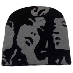 Contrast Women Face Y2K Beanie Hat