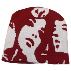 Contrast Women Face Y2K Beanie Hat