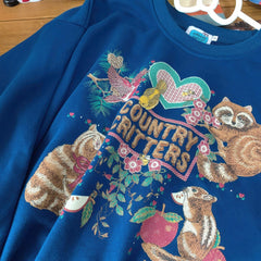 Country Critters Blue Sweatshirt Unisex Cute Retro Y2K