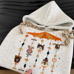 Cute Animals Carousel Embroidery Hoodie Unisex Y2K Kidcore