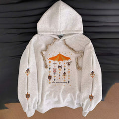 Cute Animals Carousel Embroidery Hoodie Unisex Y2K Kidcore