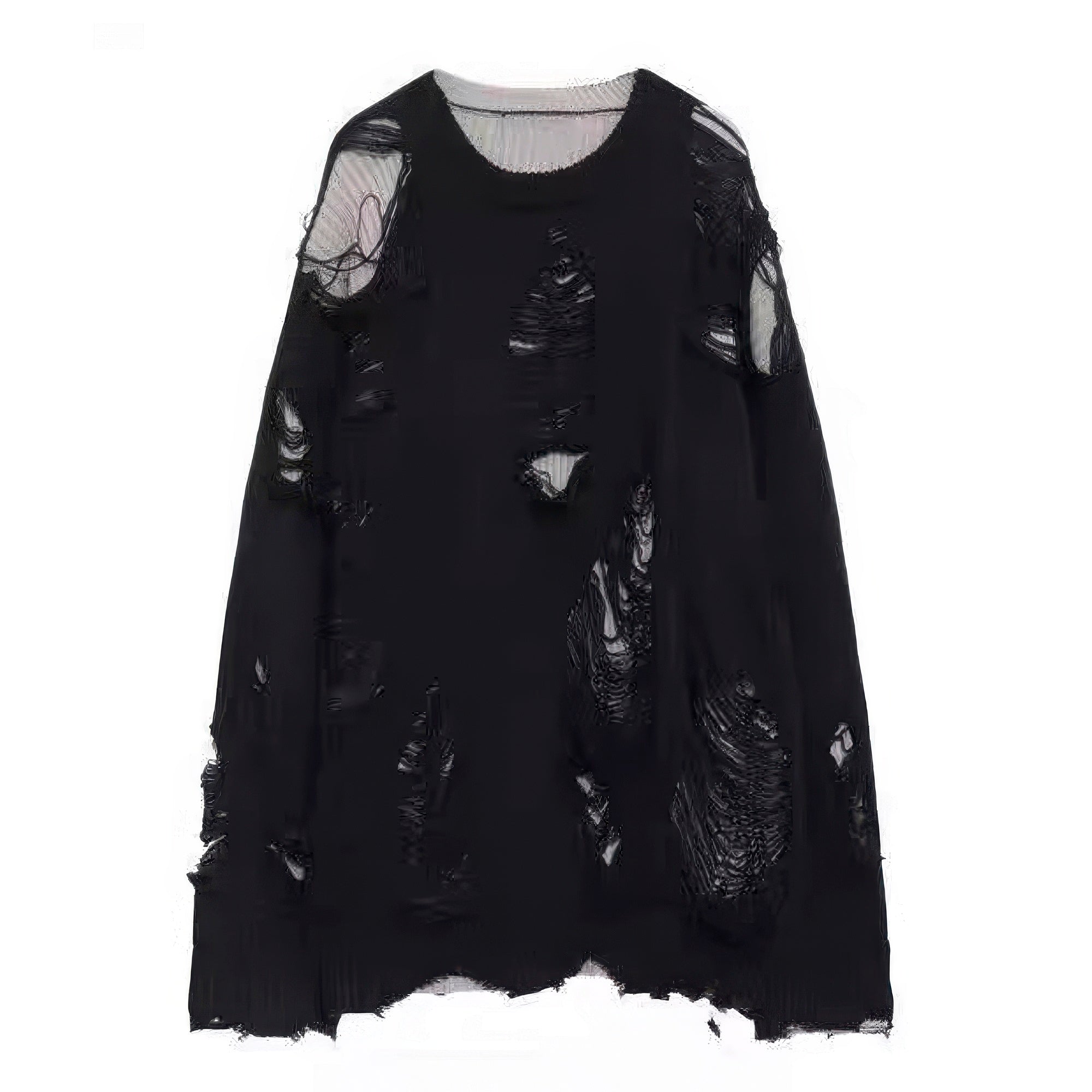 Distressed Ripped Gray Y2K Knit Sweater Unisex