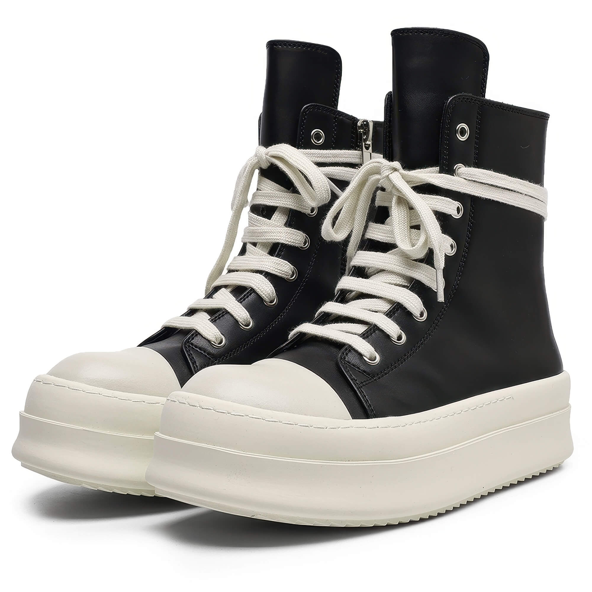 Eco Leather Platform Sneakers Side Zipper