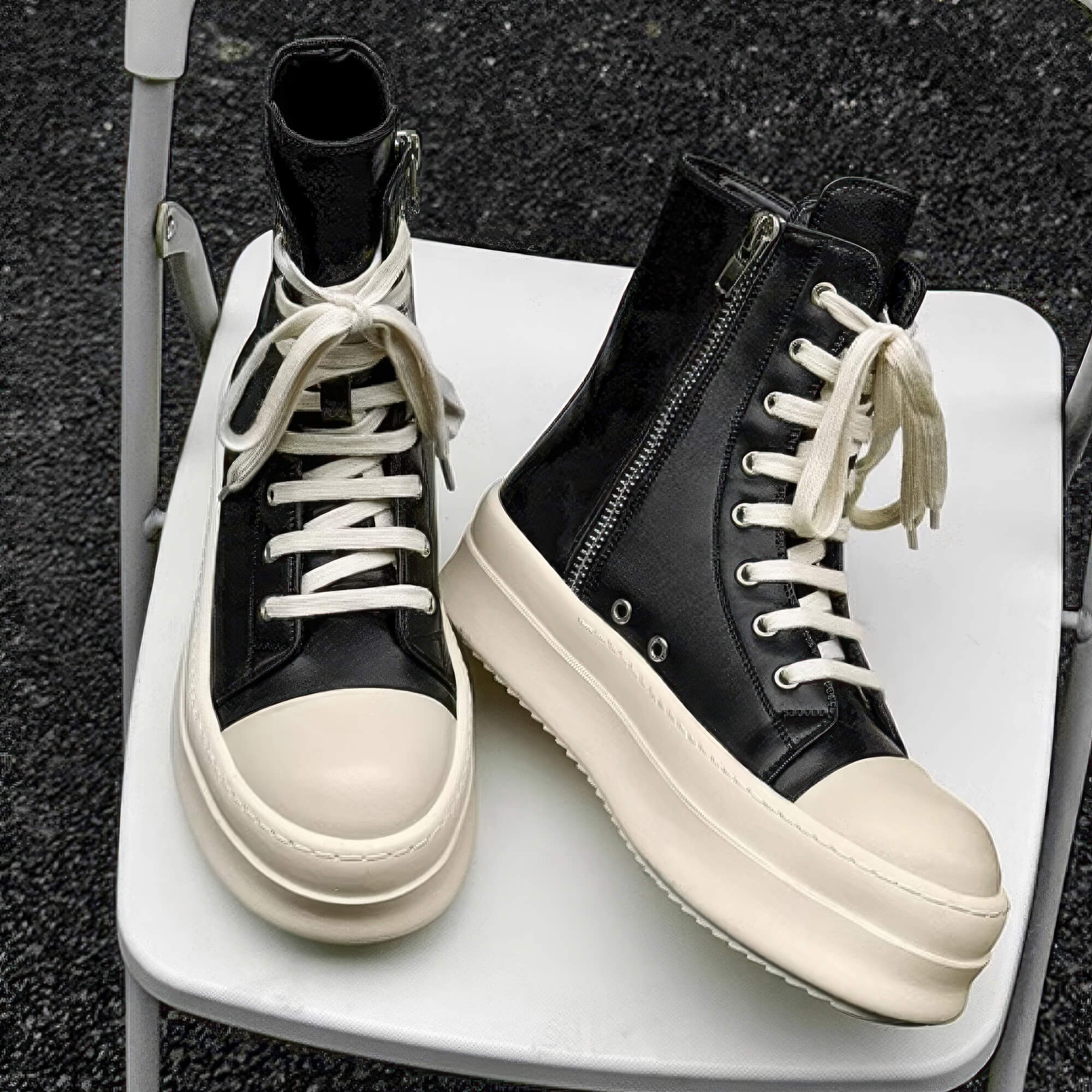 Eco Leather Platform Sneakers Side Zipper