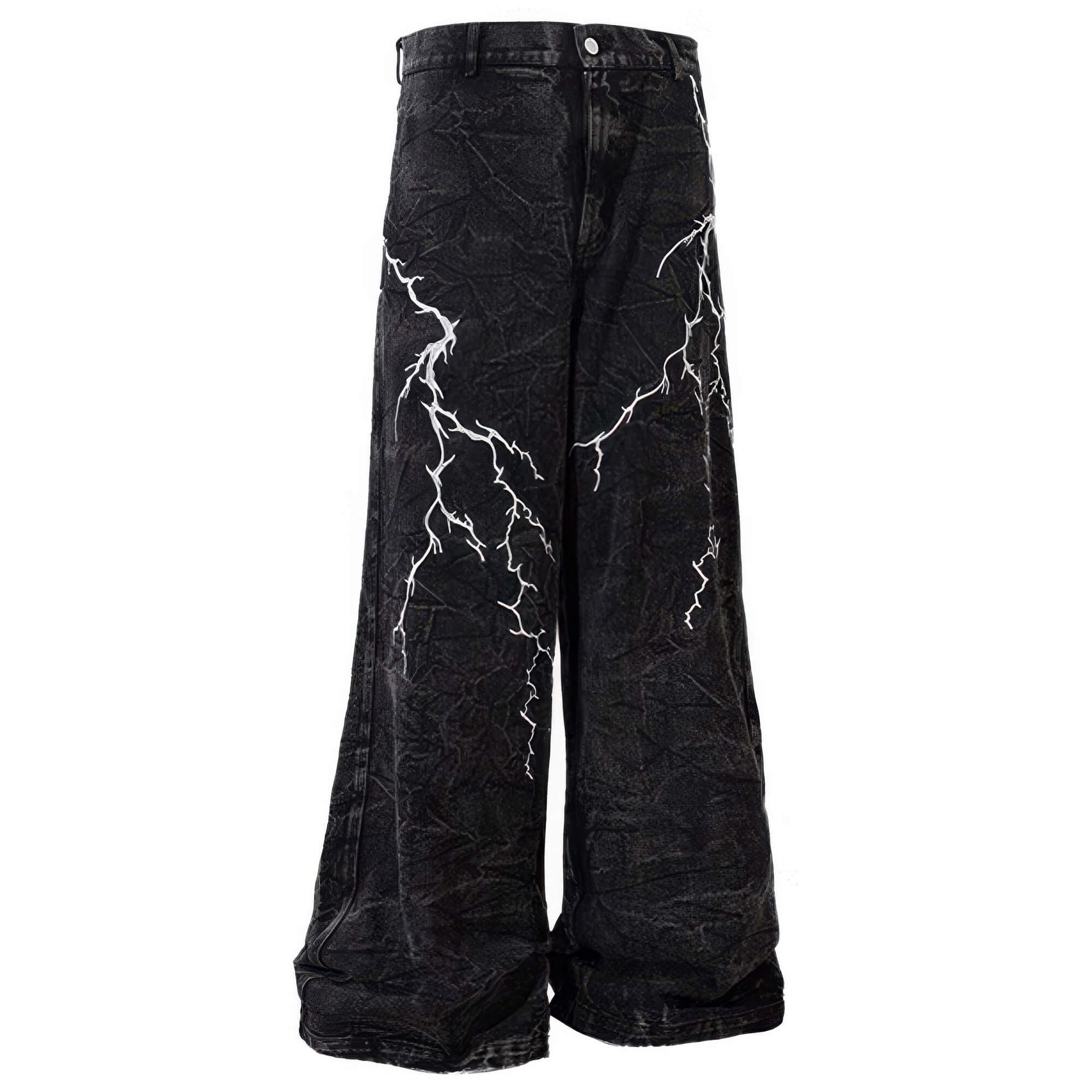 Embroidery Lightning Y2K Black Parachute Jeans Unisex