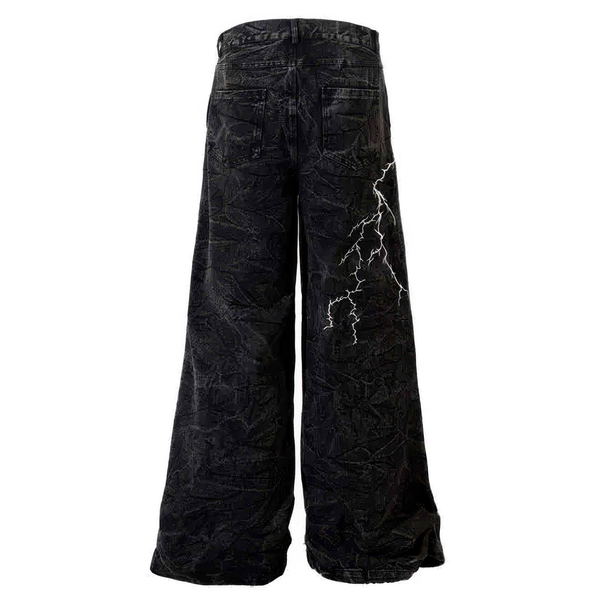 Embroidery Lightning Y2K Black Parachute Jeans Unisex