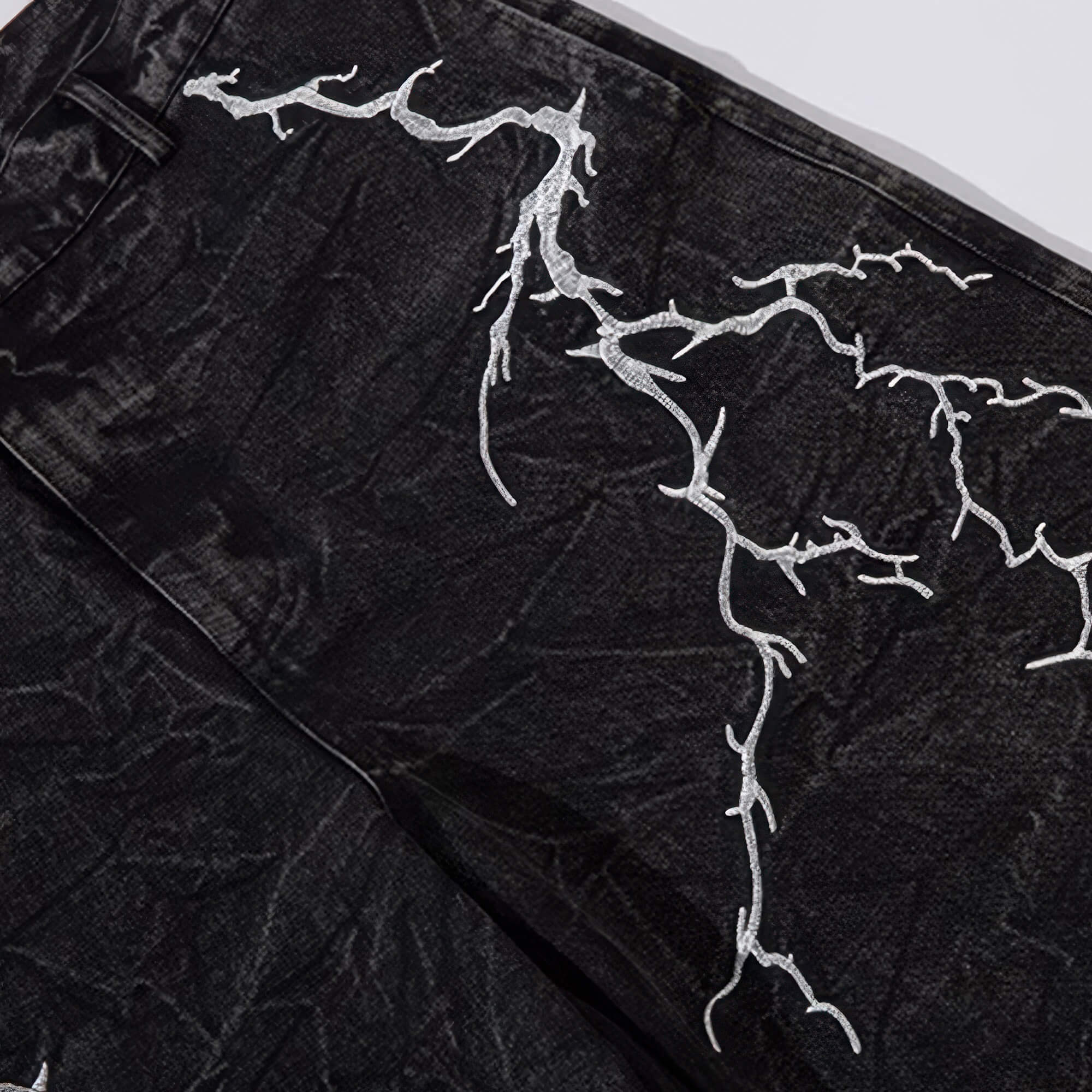 Embroidery Lightning Y2K Black Parachute Jeans Unisex