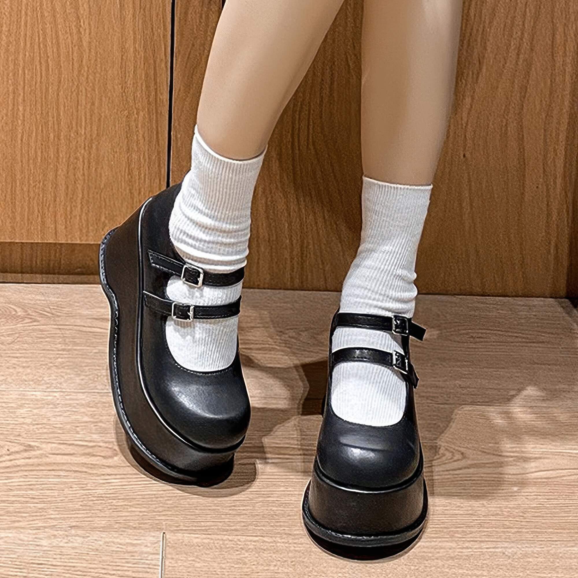 Matte Black Platform Mary Jane Shoes