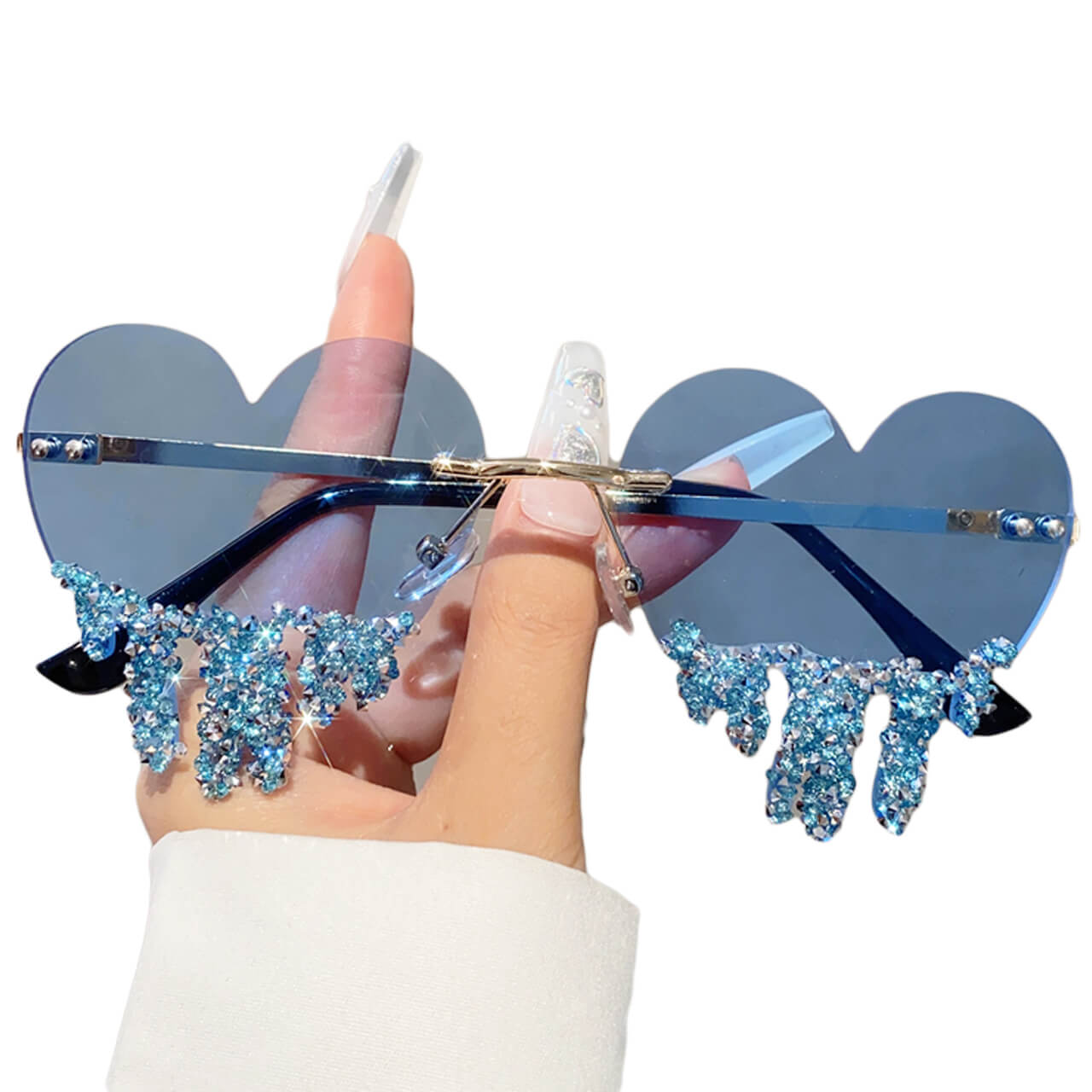 Liquid Glitter Drops Y2K Bimbo Heart Shape Glasses