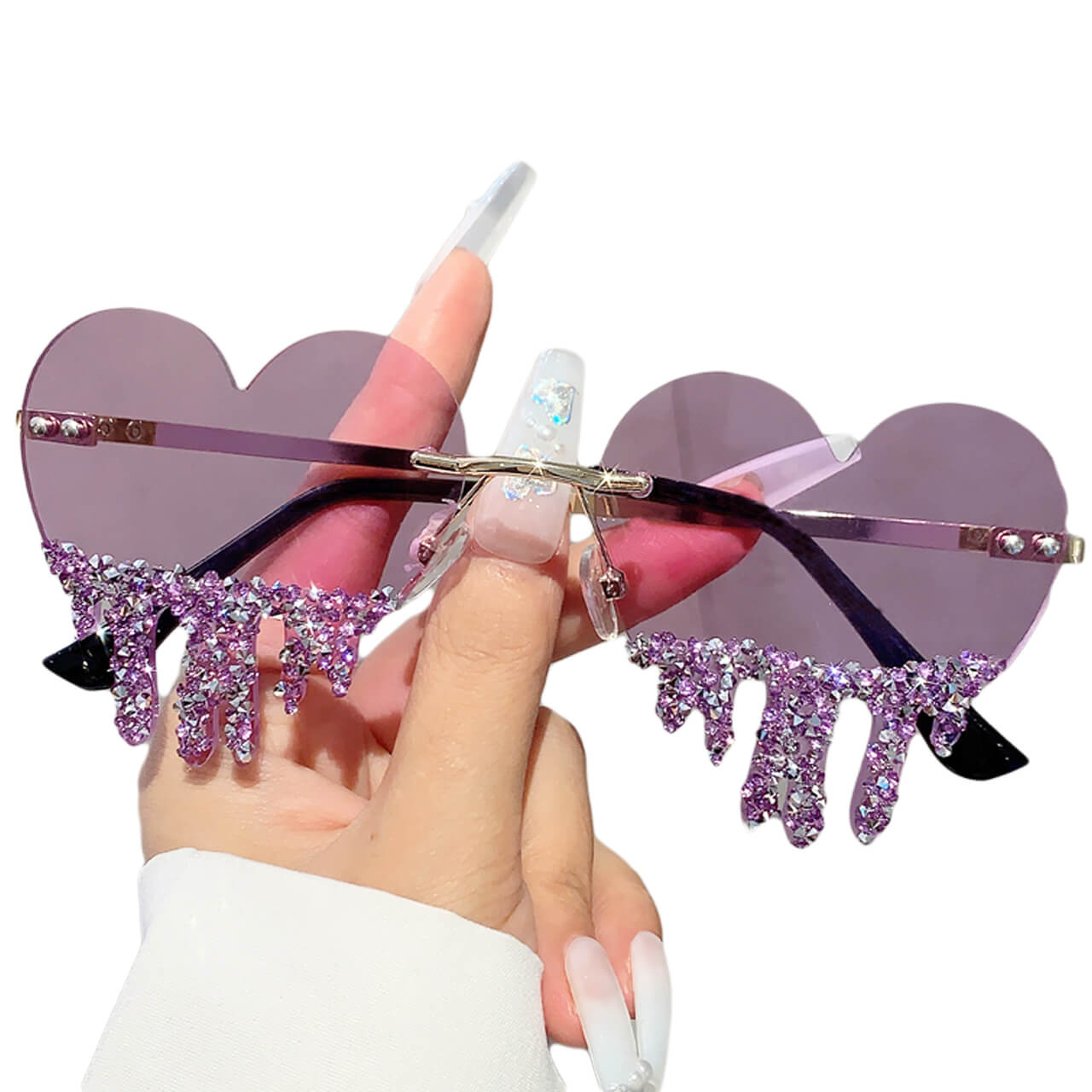 Liquid Glitter Drops Y2K Bimbo Heart Shape Glasses