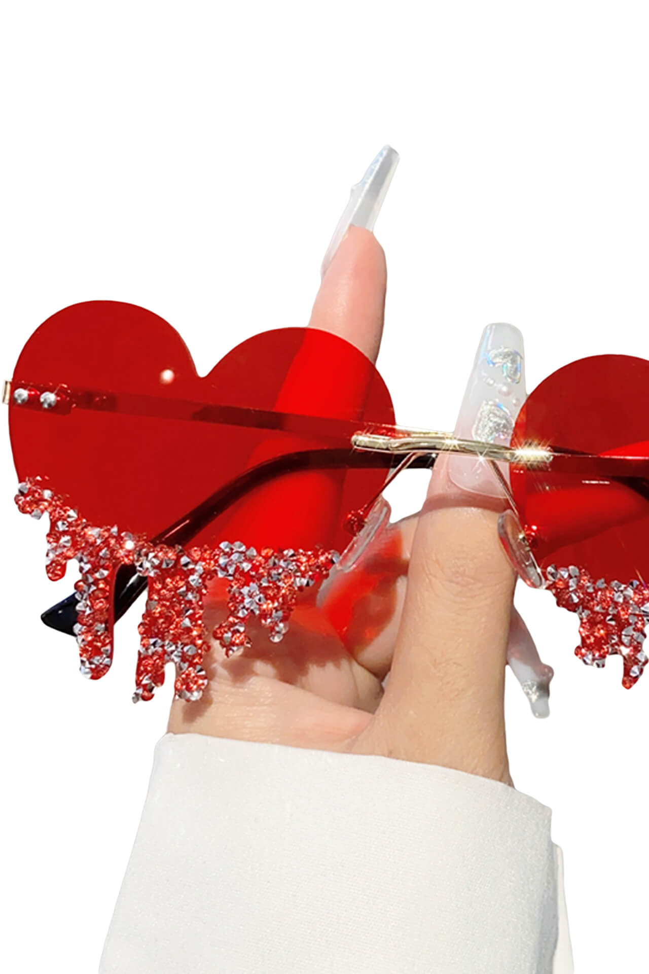 Liquid Glitter Drops Y2K Bimbo Heart Shape Glasses