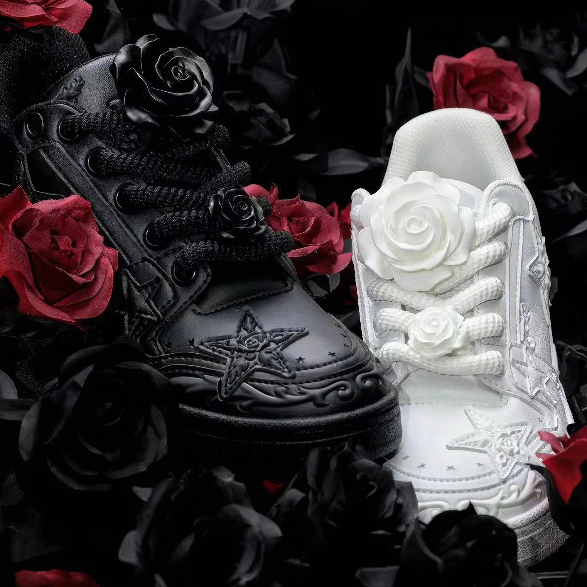 Love Me Later Rose Goth Sneakers Embossed Stars