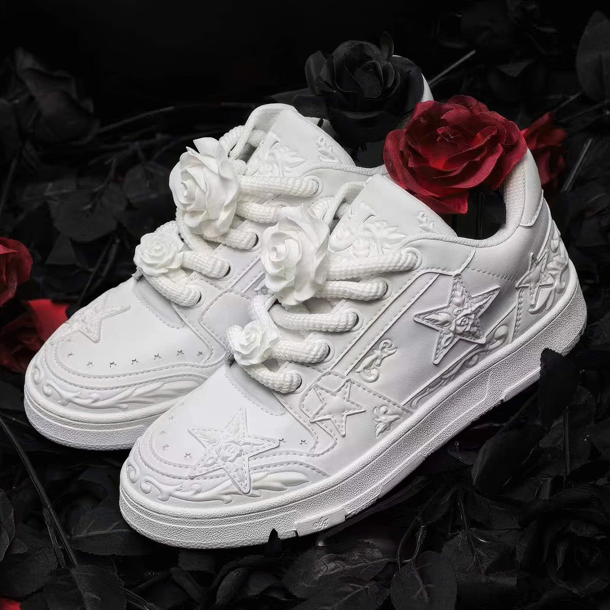 Love Me Later Rose Goth Sneakers Embossed Stars