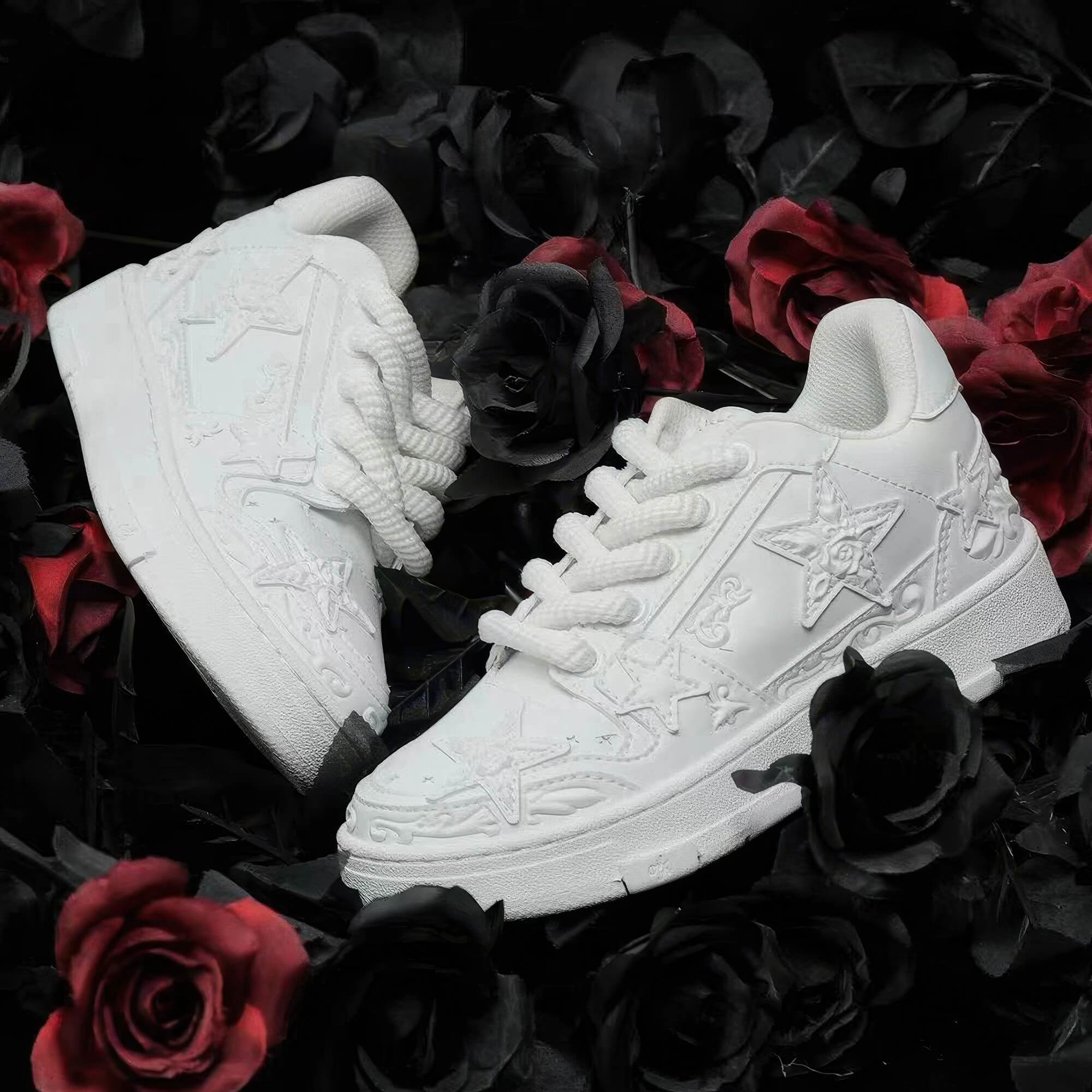 Love Me Later Rose Goth Sneakers Embossed Stars