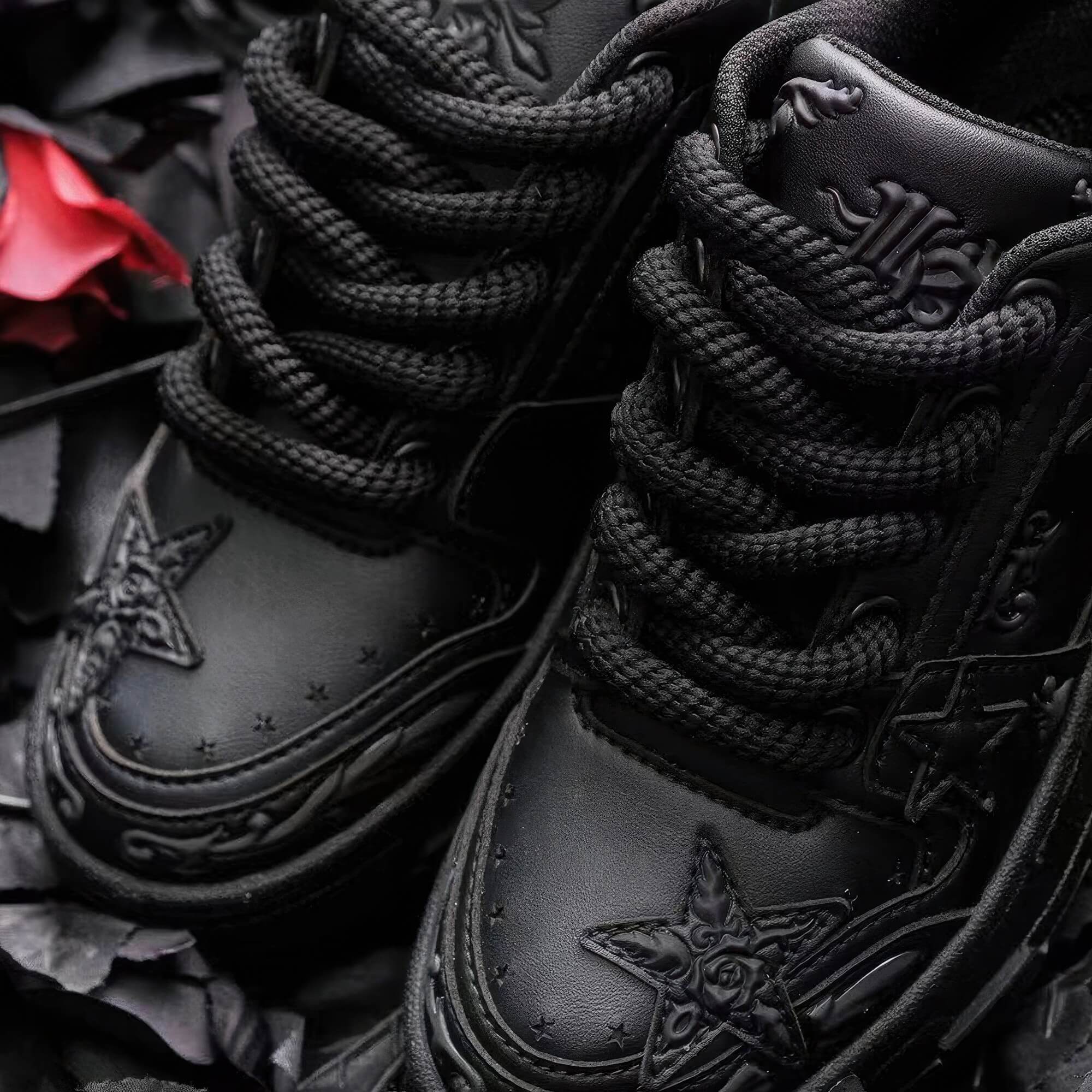 Love Me Later Rose Goth Sneakers Embossed Stars